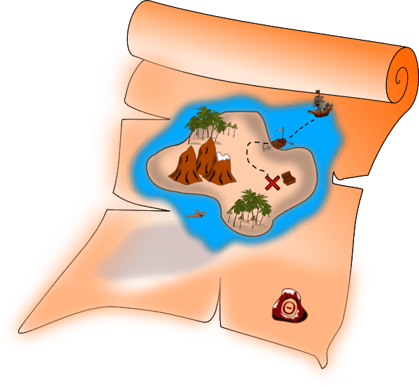 Zur Schatzsuche Runter - Cartoon Pirate Treasure Map (958x1355)