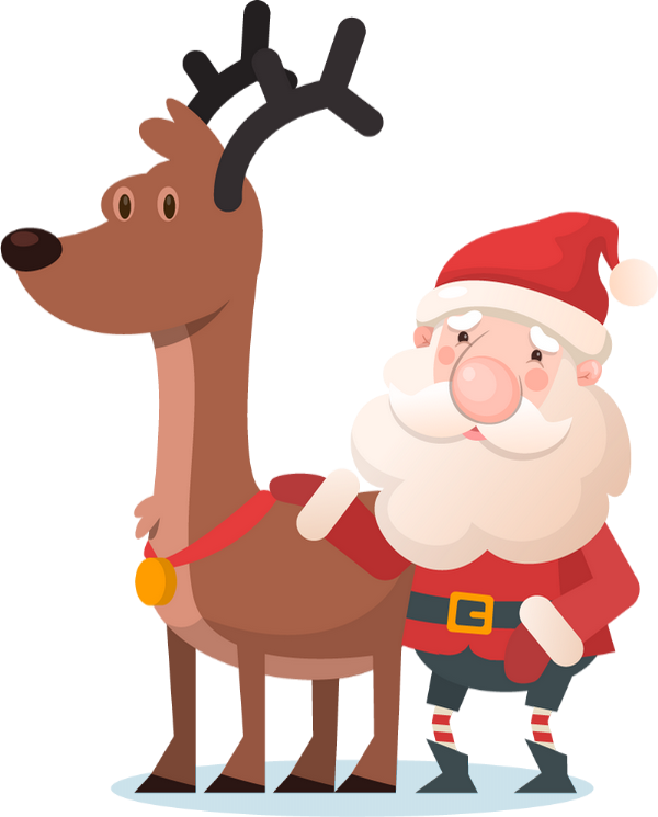 Père Noël, Renne - Cartoon (600x745)