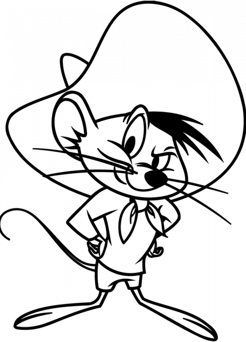 Looney Tones Speedy Gonzales Warning Coloring Pages - Speedy Gonzales Coloring Pages (481x668)