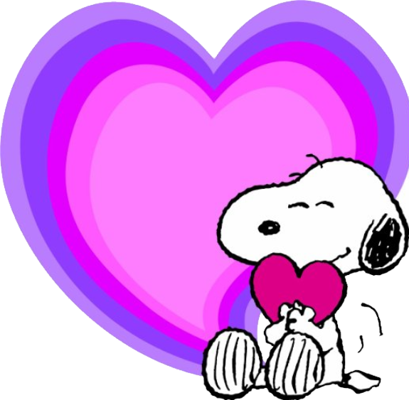 Snoopy Portant Un Coeur Magenta, Avec Coeur Rose Et - Snoopy Heart (575x563)
