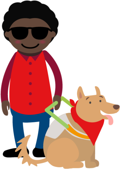 Inklumoji, Das Einen Dunkelhäutigen Blinden Mit Sonnenbrille - Guide Dog (594x594)