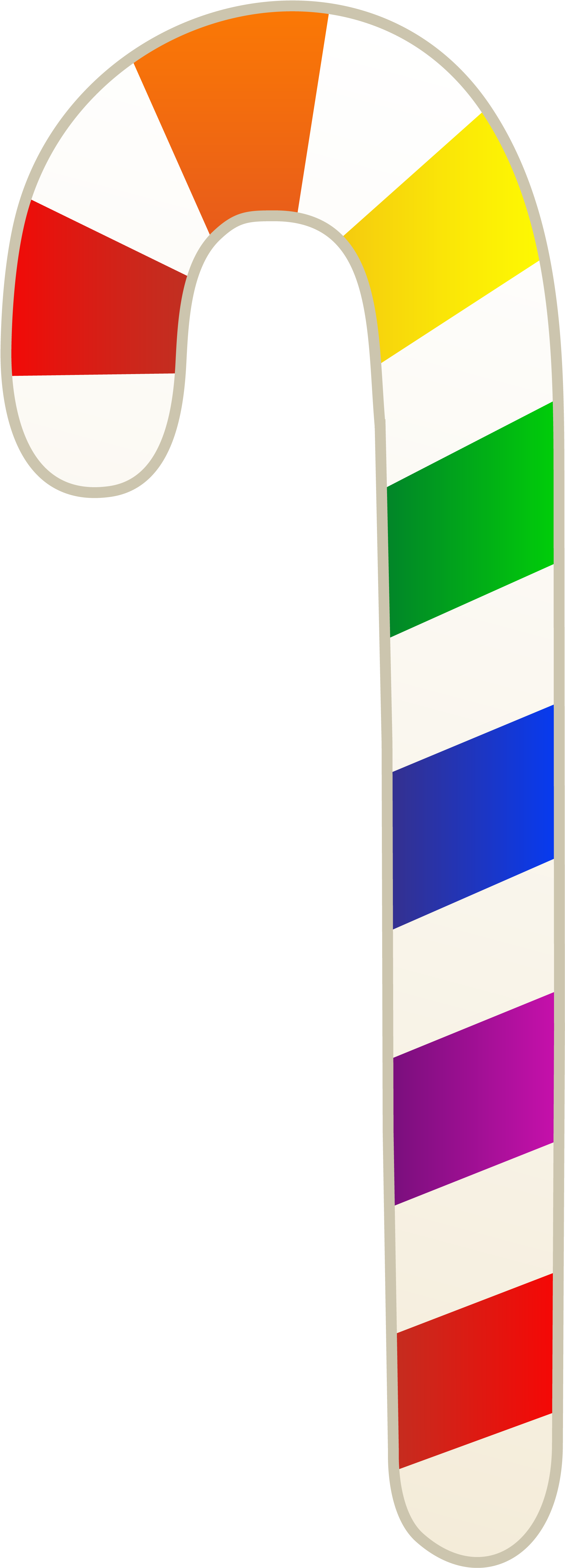 Rainbow Colored Candy Cane - Rainbow Candy Cane Clipart (2173x5603)