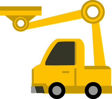 Auto Cartoon Comic Bau Kran Fahrt Transpor - Crane Truck Clipart (383x340)