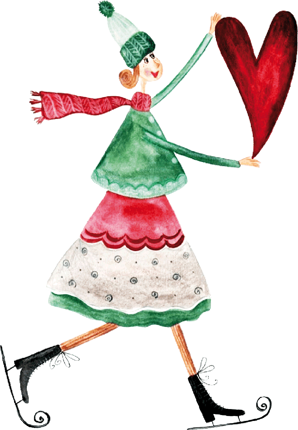 Schlittschuhläuferin Mit Herz - Christmas Decoration (1400x1772)
