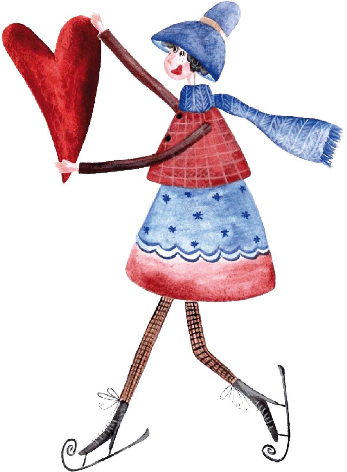 Illustration Schlittschuhläuferin - Ice Skater (1400x1719)