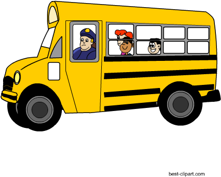 School Bus With Kids Sitting Inside Clip Art - School (450x450)