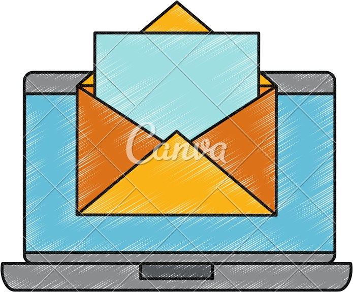 Laptop Computer With Envelope Mail - Diagram (800x800)