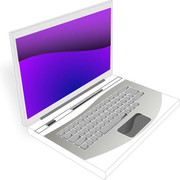 Computer Clipart Purple - Laptop Orange Png (600x599)