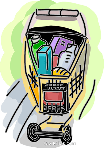 Shopping Cart Filled With Groceries Royalty Free Vector - Shopping Cart Filled With Groceries Royalty Free Vector (339x480)