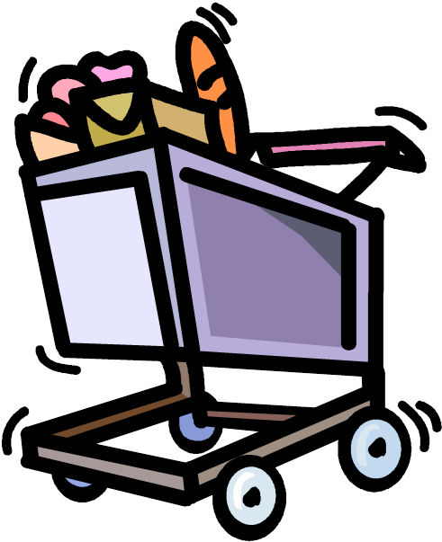 Shopping Cart With Groceries Royalty Free Vector Clip - Png Корзина С Продуктами (496x617)