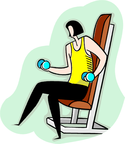 Woman Lifting Dumbbells Royalty Free Vector Clip Art - Clip Art (418x480)