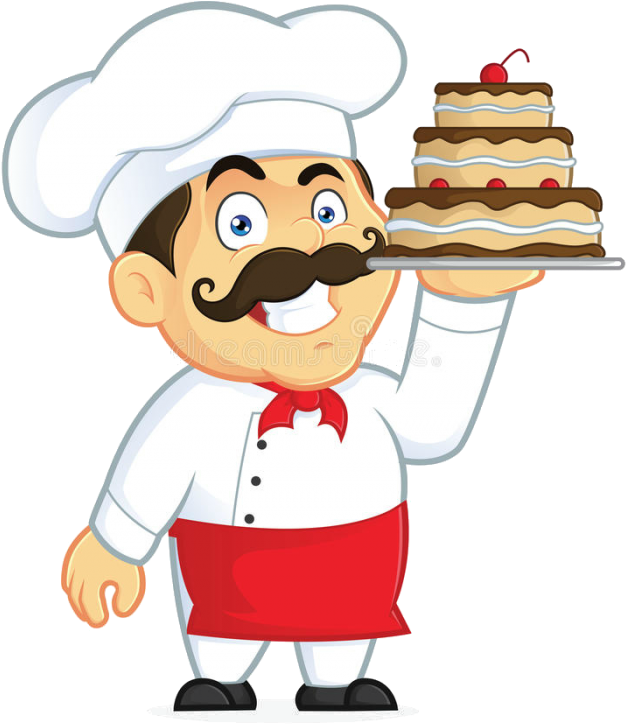 525px Chef Chocolate Cake Clipart Picture Cartoon Character - Baker With Cake Clipart (700x778)