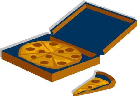 Clip Art Black And White Pizza Box Clipart - Clip Art (440x309)