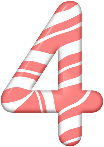Candy Clipart Four - Candy Cane Numbers Png (426x600)