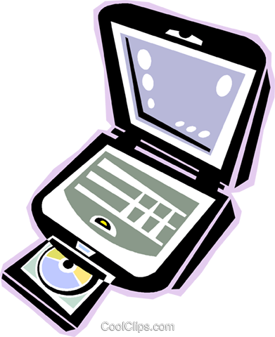 Laptop Computer With Cd Rom Drive Royalty Free Vector - Computer (391x480)