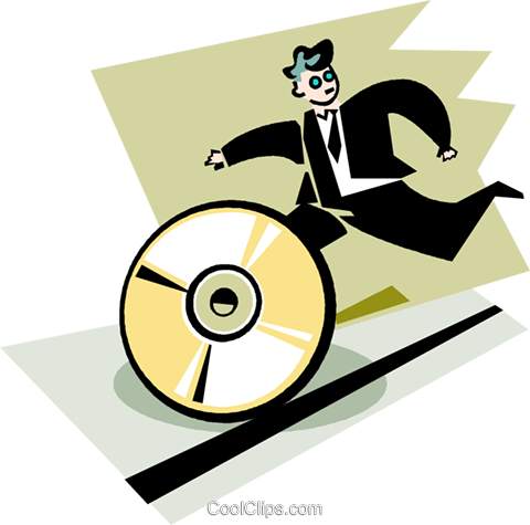 Businessman Running After A Cd Rom Royalty Free Vector - Software (480x475)