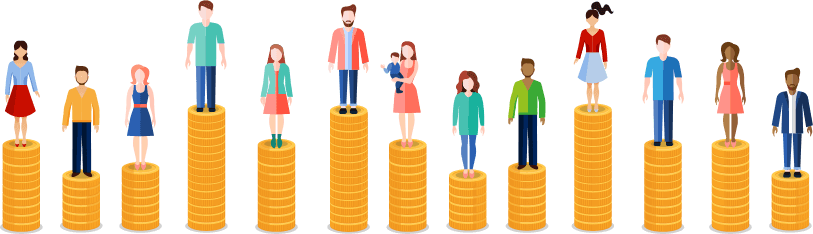 Adults On Money Stack - Money (813x234)
