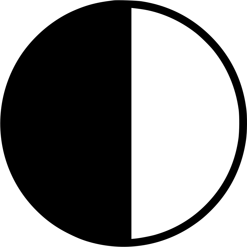 Png File - Black And White Pie Chart Half (981x982)