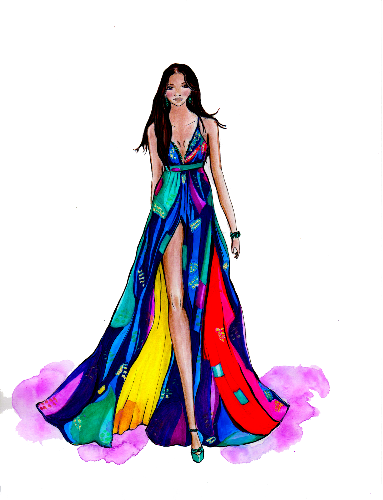 Model Transparent Mart - Designer Fashion Sketches Png (1225x1600)