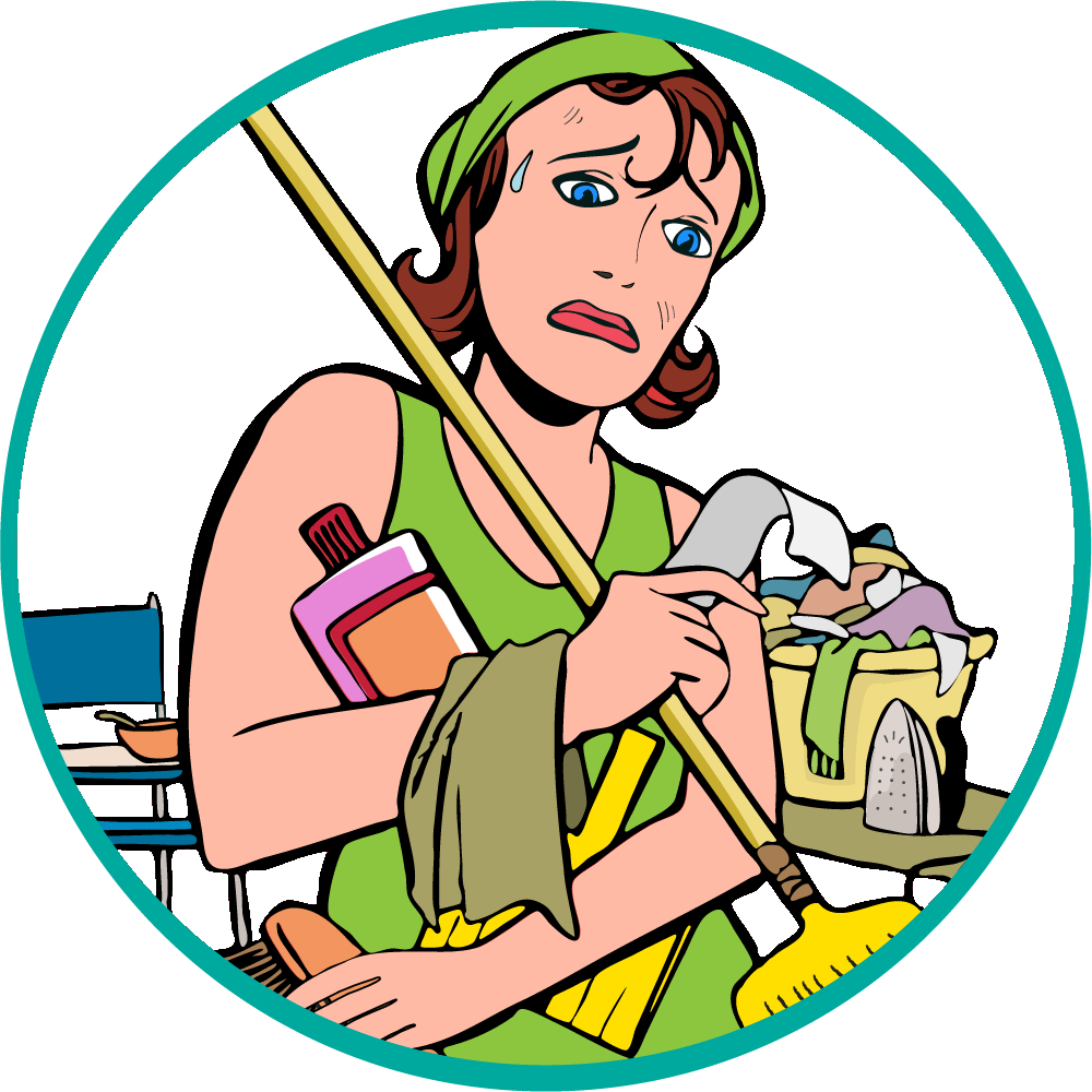 Clipart Mom Cleaning Room - Miserable Housewife Clip Art (1000x1000)