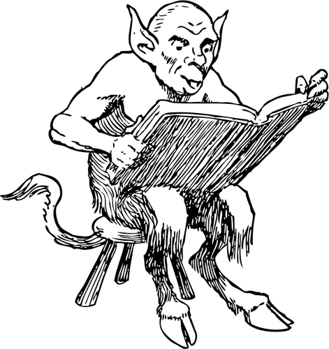 Banner Stock Devil Horns At Getdrawings - Devil Reading A Book (471x500)