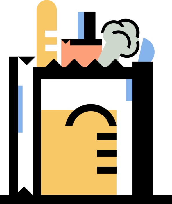 Image Royalty Free Stock Bag Full Of Food Groceries - Grocery Store (592x700)