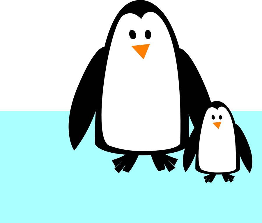 Funny Pinguin Greeting Card Clipart Baby Penguin Clip - Mother Penguin Clipart Png (900x767)