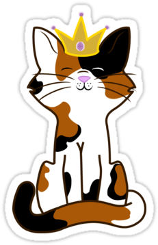 Elegant Princess Crown Clipart Calico Cat Cartoon Clipart - Calico Cat With Crown (375x360)