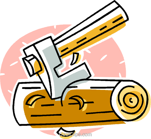 Axe Clipart Chop Wood - Axe Chopping Wood Cartoon (480x442)