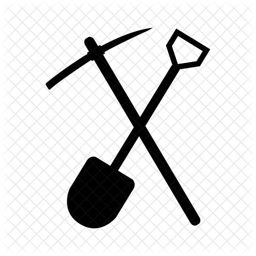 Picture Black And White Icon Tools Construction Equipment - Pickaxe And Shovel Icon (512x512)