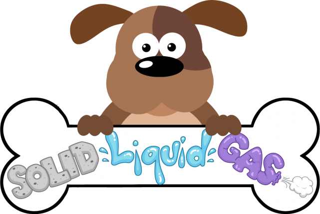 Solid Liquid Gas Unit Math And Science Activities - Cartoon Dog With Banner (641x430)