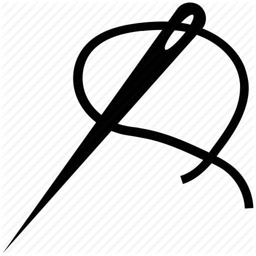 Clip Black And White Sewing Solid By Vectors Market - Needle And Thread Black And White (512x512)