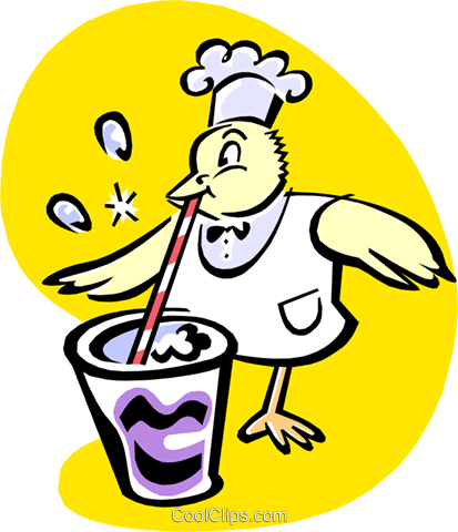 Chef Bird With Straw And Soda Royalty Free Vector Clip - Chef Bird With Straw And Soda Royalty Free Vector Clip (413x480)