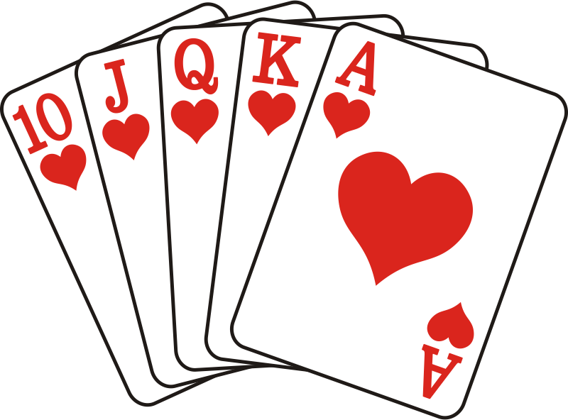 Clipart Royal Flush Hearts Forklift License Clip Art - Poker Hand Clip Art (800x592)