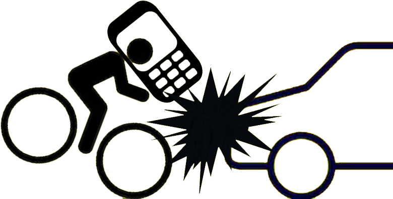 Distracted Bicyclist With Giant Cell Phone Around His - Bike (802x487)