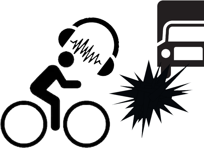 Shadow Man Image Of Cyclist With Giant Headphones Wth - Truck (688x536)