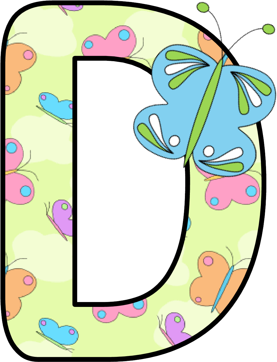 Butterfly Alphabet Letter Clip Art - Butterfly Alphabet B Clipart (1049x1328)