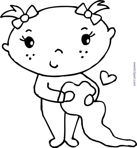 Clipart Transparent Stock Blanket Clipart Black And - نقاشی دخترانه بچه گانه (556x600)