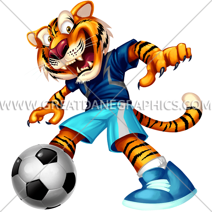 Tiger Kick - Cartoon Tiger Playing Sports (825x825)