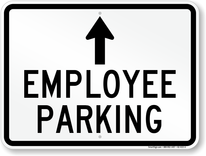 Employee Parking Ahead Arrow Sign - Black Parking Sign (800x608)