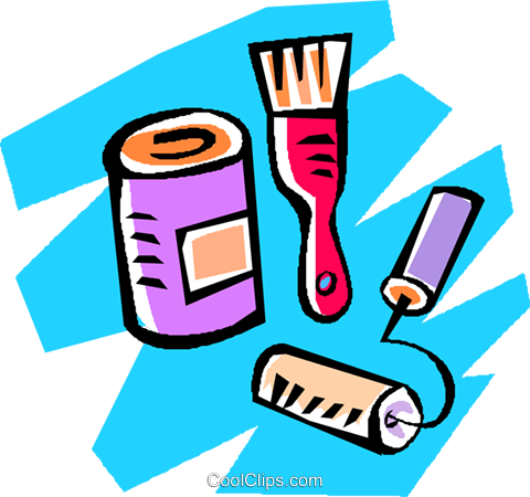 Cans Of Paint With Brushes Royalty Free Vector Clip - Illustration (480x450)