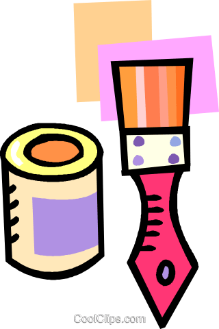 Paint Can And Brush Royalty Free Vector Clip Art Illustration - Art (320x480)