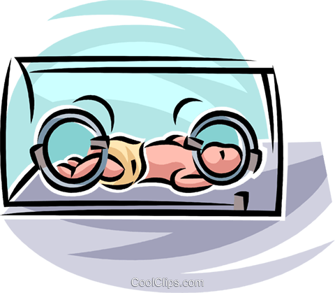 Pregnancy And Newborn Babies Royalty Free Vector Clip - Baby In Incubator Cartoon (480x419)