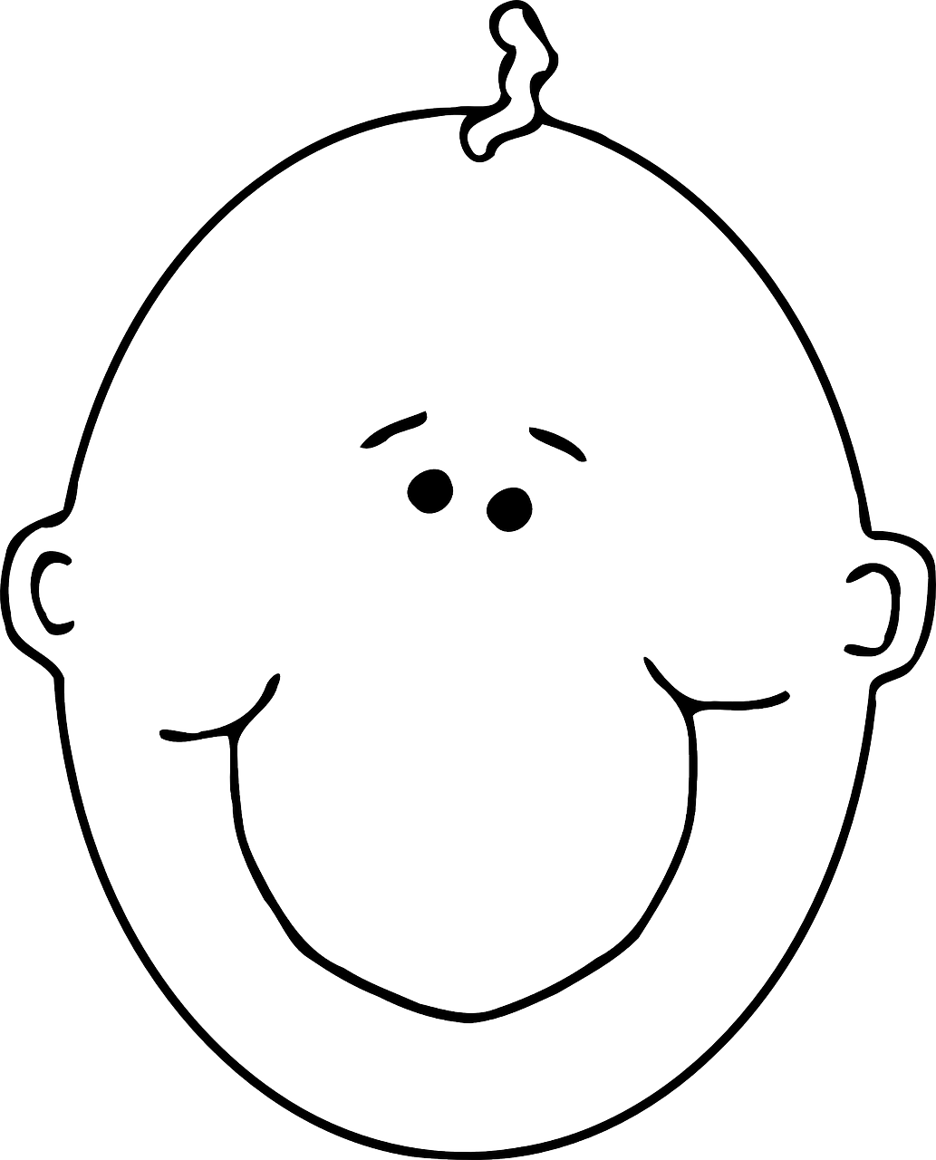 Baby Face Clip Art Black And White (1033x1280)