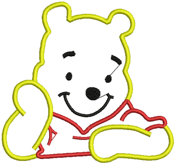 Winnie The Pooh Applique Cartoon Character Embroidery - Appliqué (500x424)