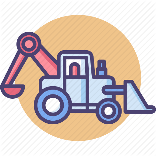 Construction Dig Excavator Icon - Backhoe Loader (512x512)