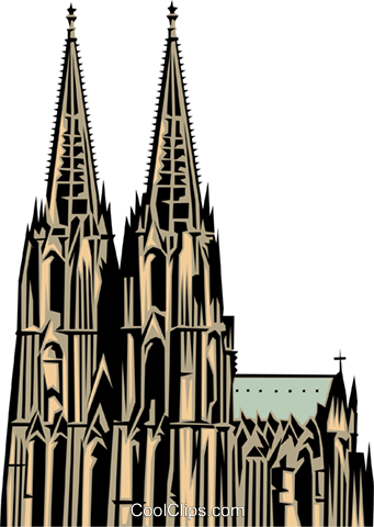 Cologne Church Royalty Free Vector Clip Art Illustration - Köln Clipart (341x480)