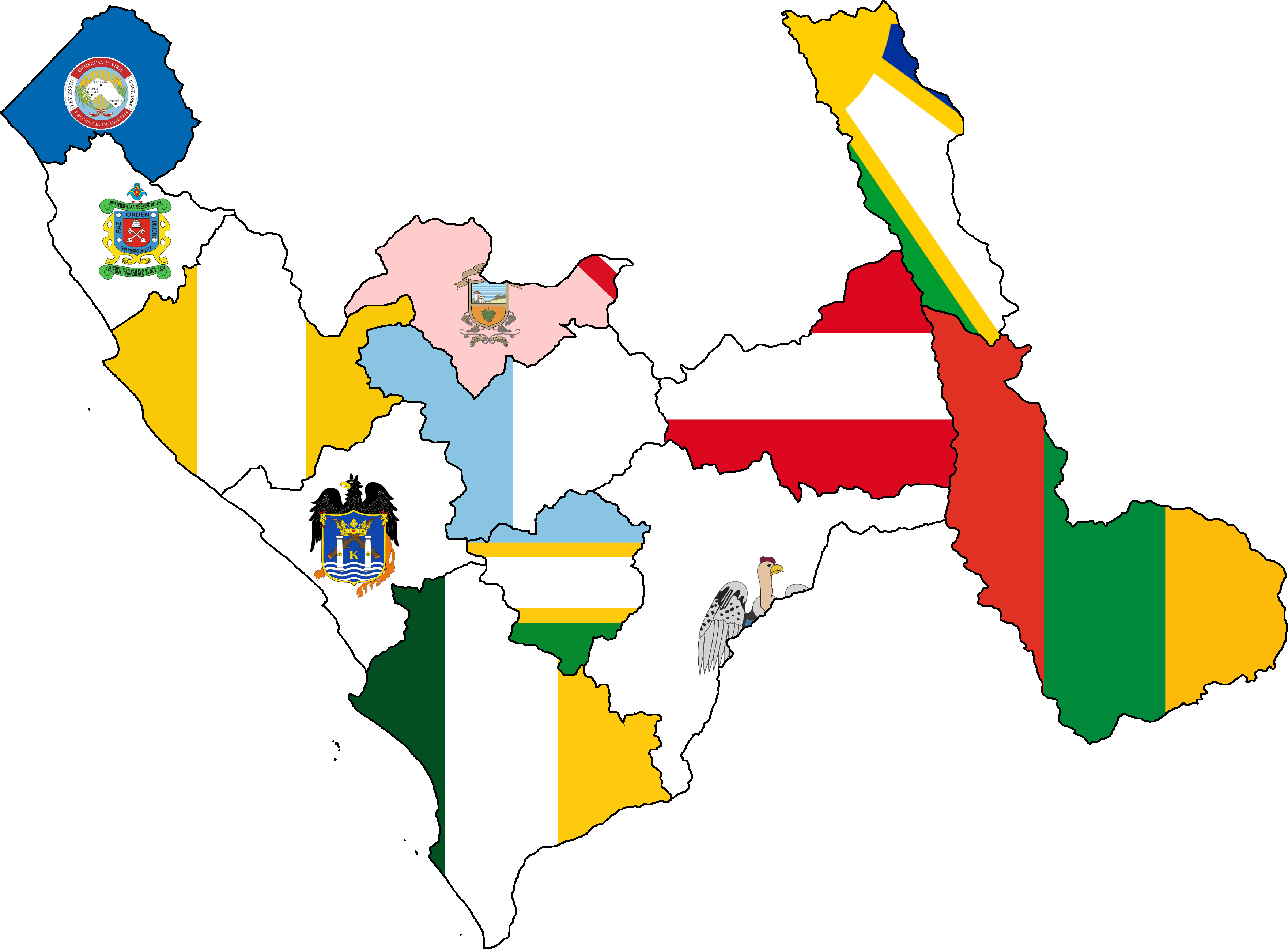 Flag Map Of Provinces Of La Libertad - La Libertad Region (3523x2596)
