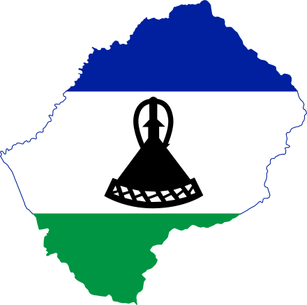 Lesotho, Land Of Our Fathers - Map Of Lesotho With Flag (440x438)