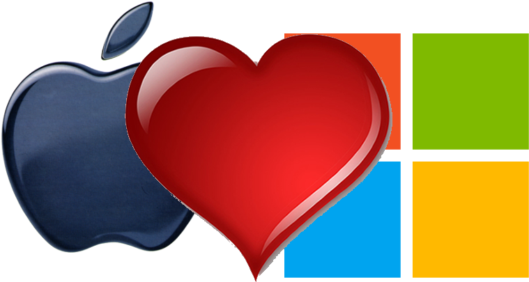 Pc Clipart Computer Love - Pc And Mac In Love (834x477)